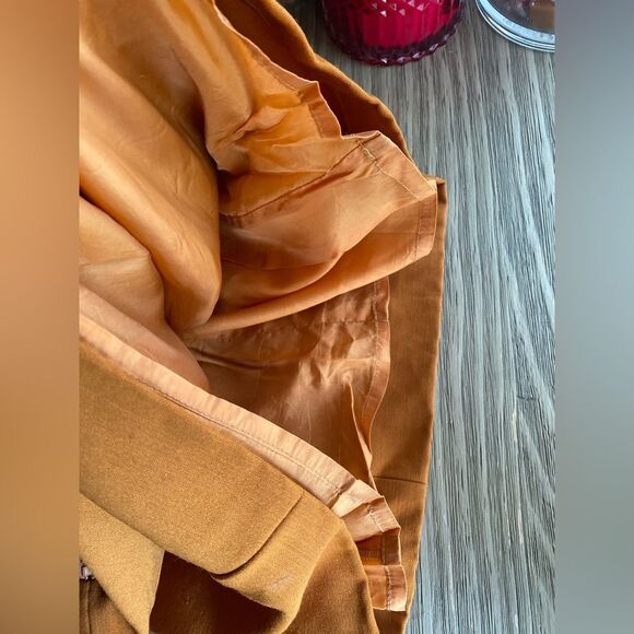 Moschino cheap and chic Mini Dress 100% Wool Size 6 Mustard Pockets Zip Lined - Picture 9 of 13